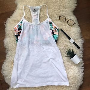 Pink tank top tropical print
